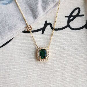 Alicia Bonnie Necklace - Aurora - Green Crystal Gold